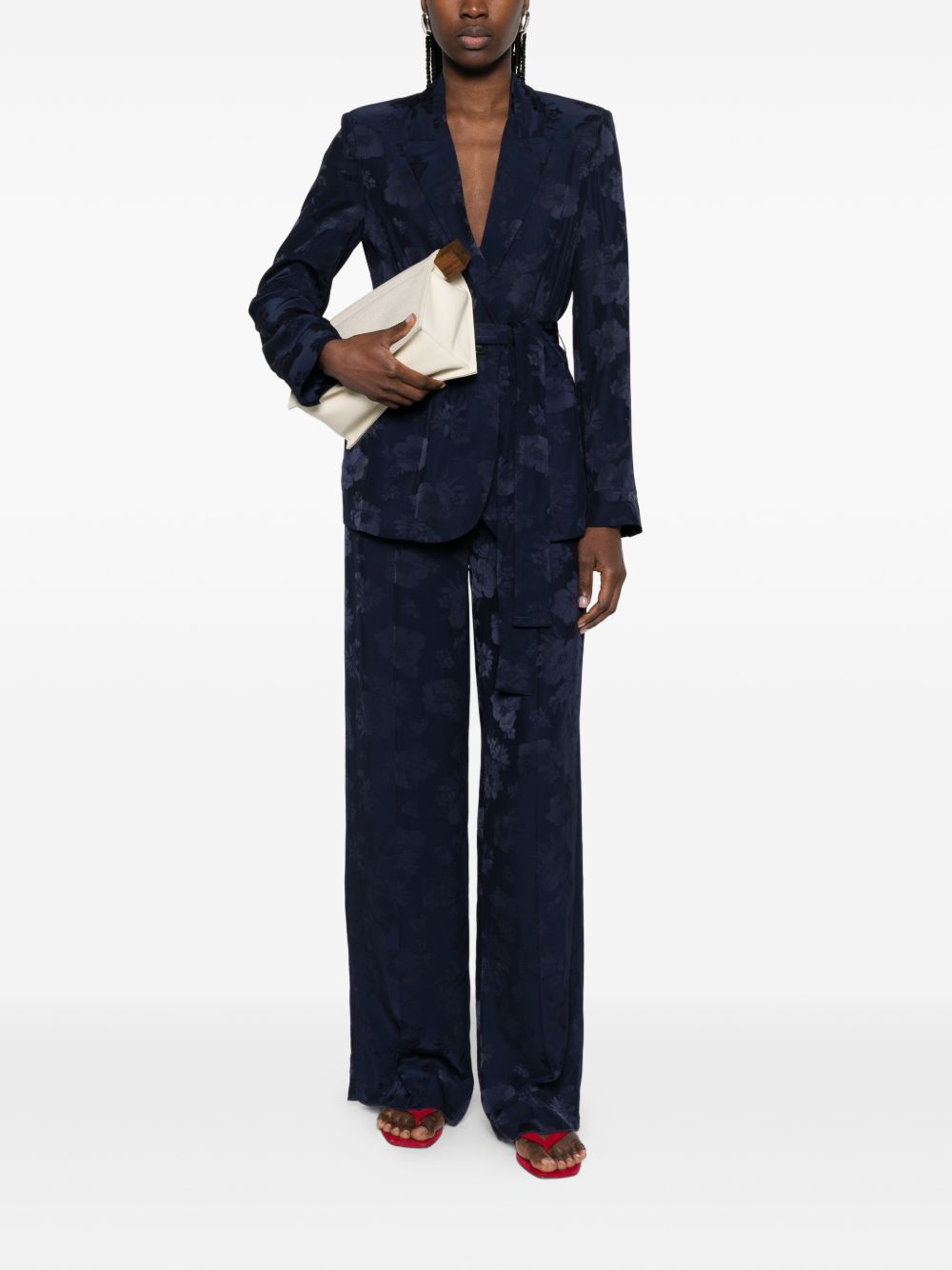 Forte Trousers Blue Acrylic Viscose