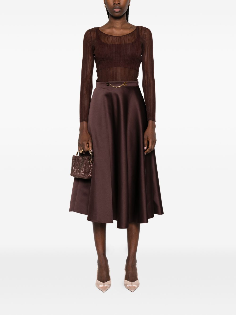 Elisabetta Franchi Skirts Brown Polyester