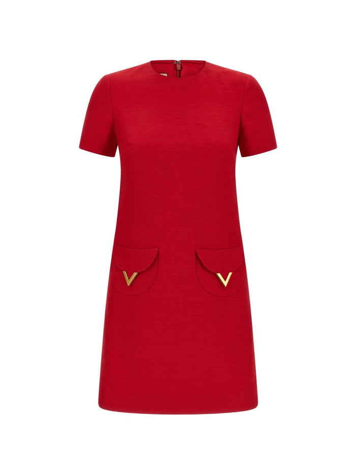 Valentino Dresses Red Silk Virgin Wool