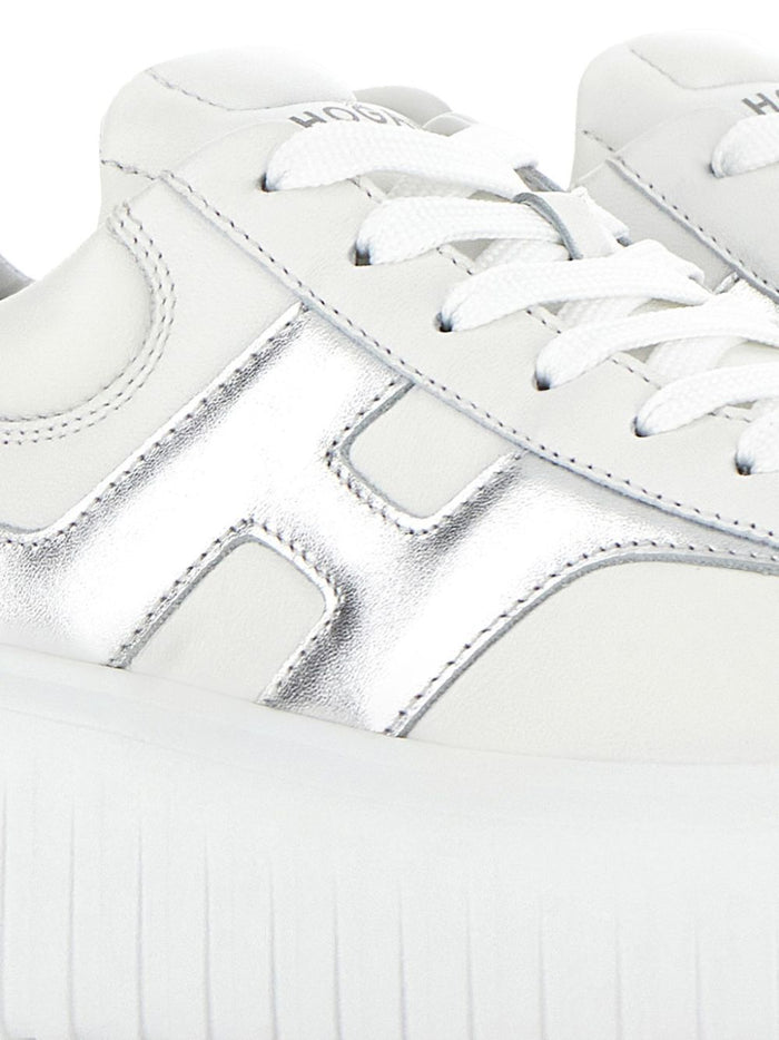 Hogan Sneakers Silver Calf Leather