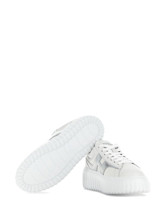 Hogan Sneakers Silver Calf Leather
