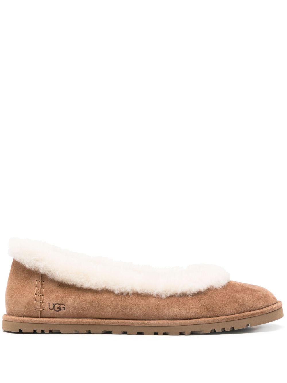 Ugg Flat Shoes Beige Suede
