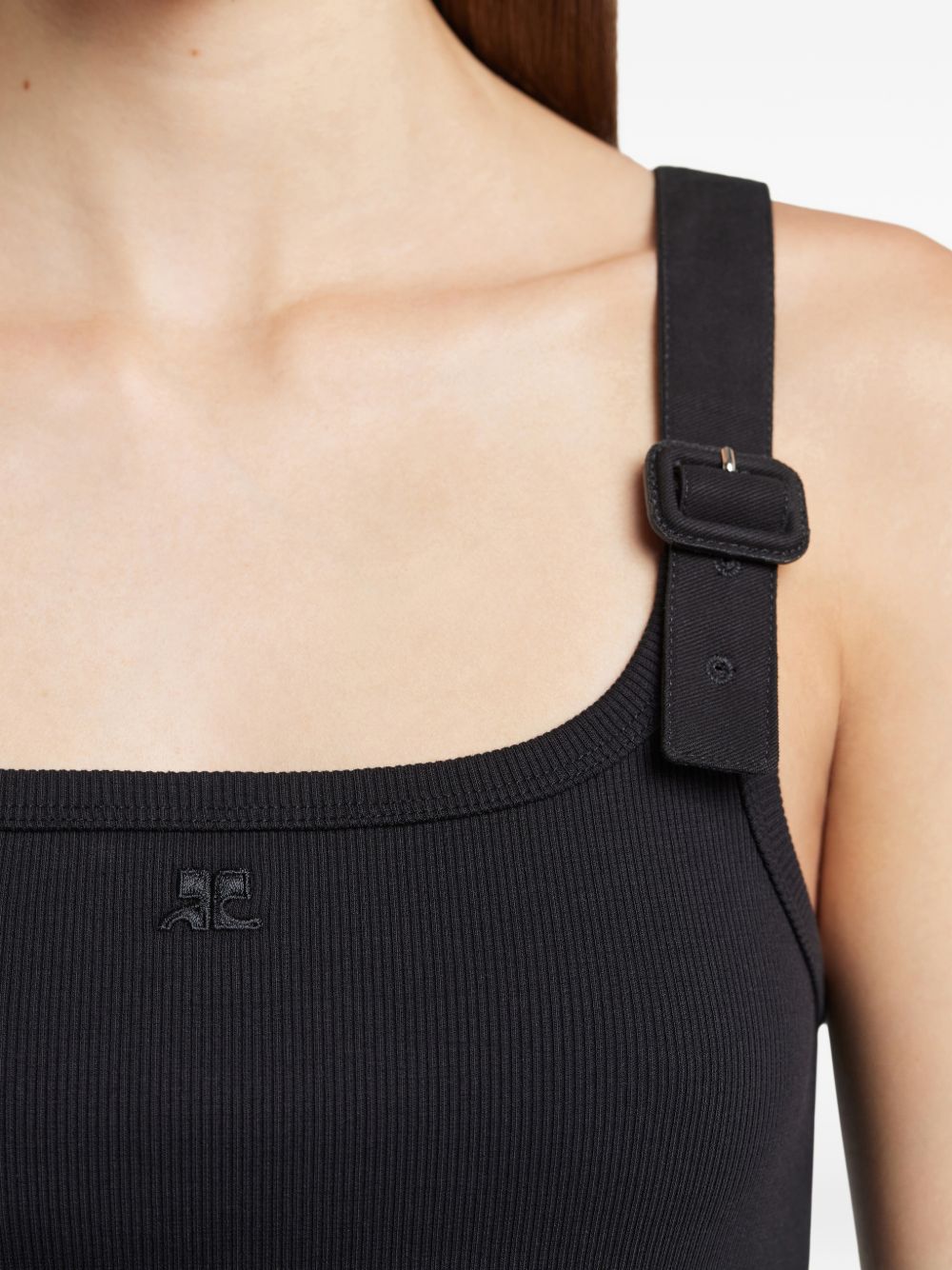 COURREGES PRE Top Black Cotton Elastane