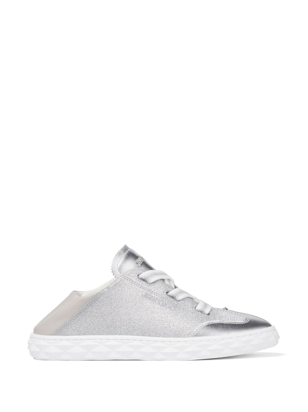 Jimmy Choo Sneakers Silver Leather Textile Metal Rubber