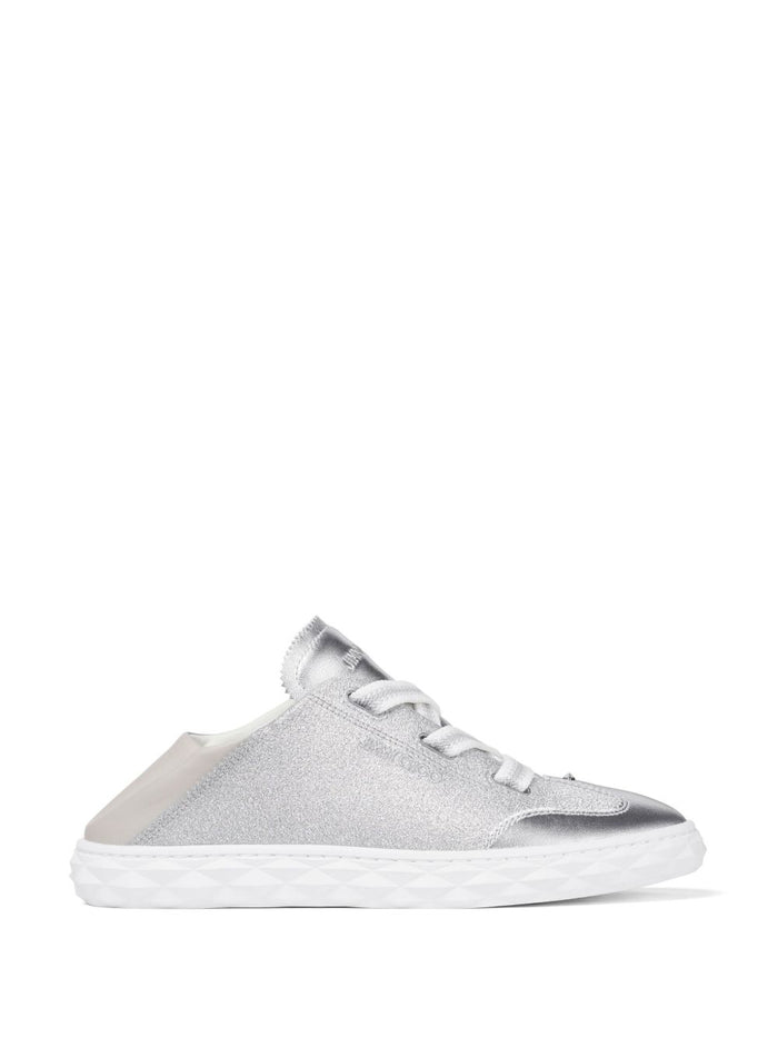 Jimmy Choo Sneakers Silver Leather Textile Metal Rubber