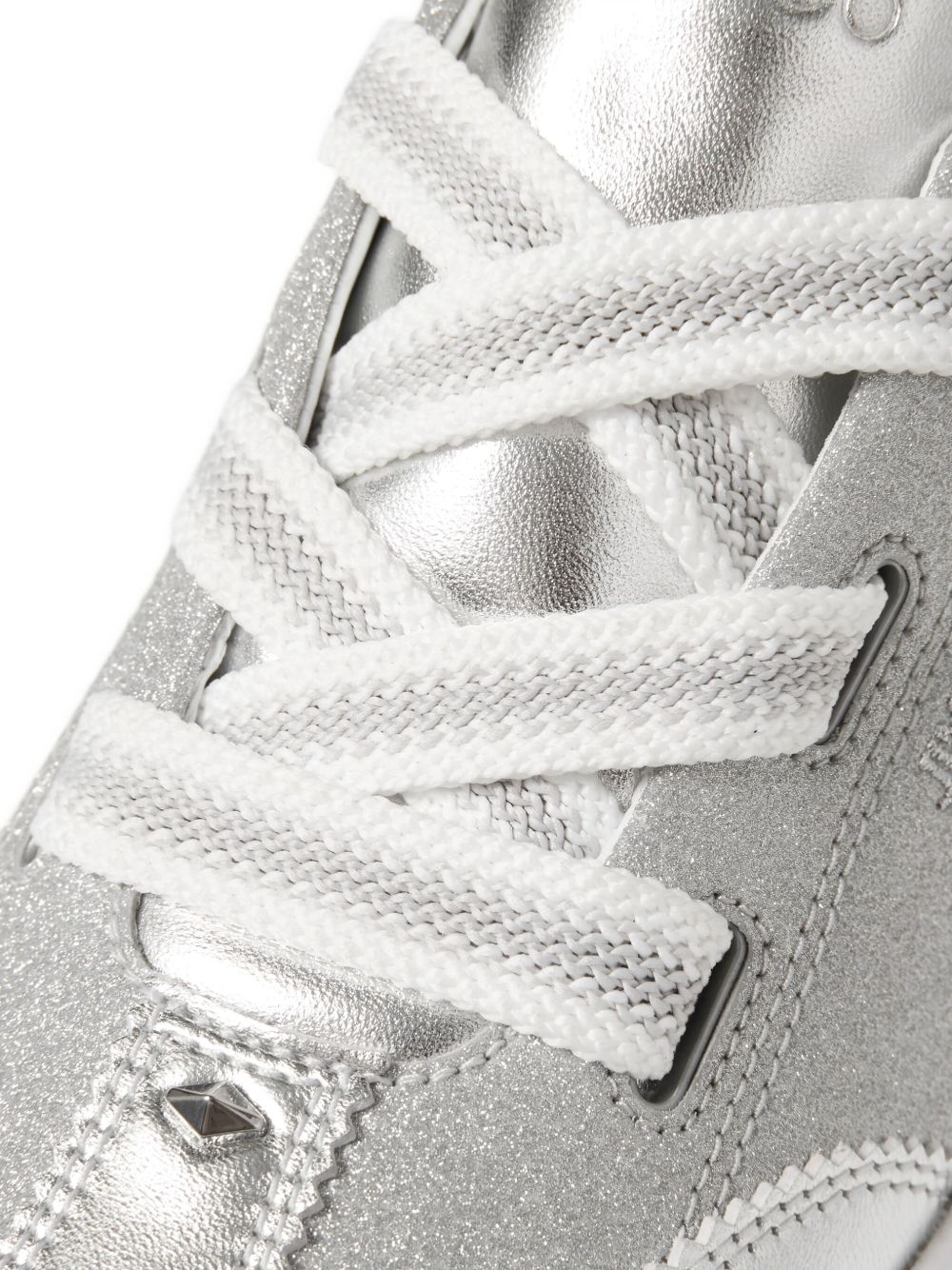 Jimmy Choo Sneakers Silver Leather Textile Metal Rubber