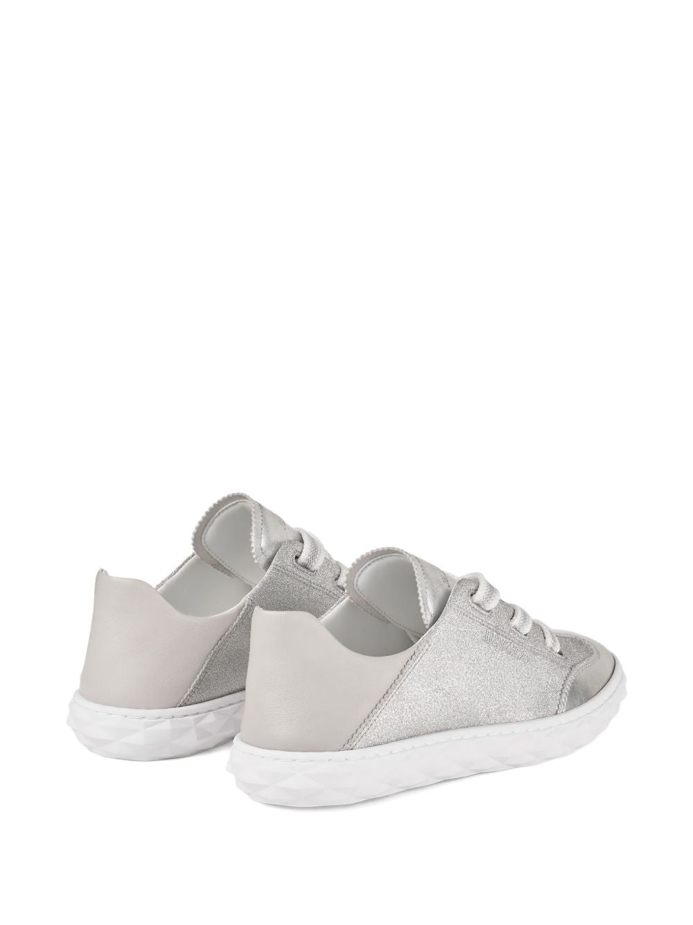 Jimmy Choo Sneakers Silver Leather Textile Metal Rubber