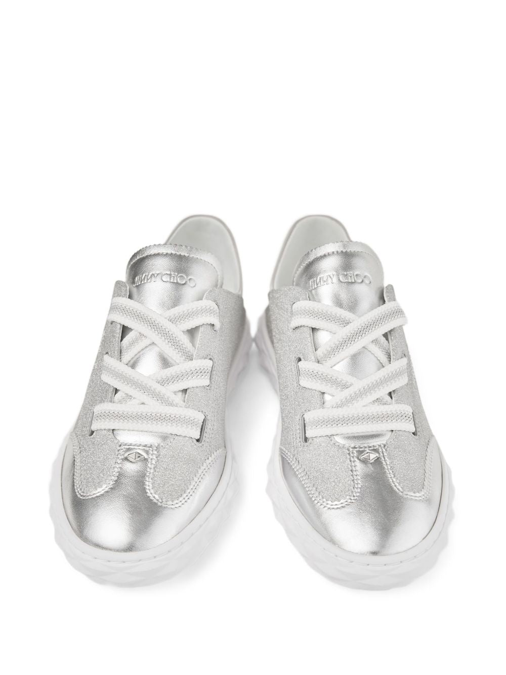 Jimmy Choo Sneakers Silver Leather Textile Metal Rubber