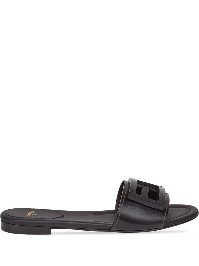 Fendi Sandals Black Calf Skin