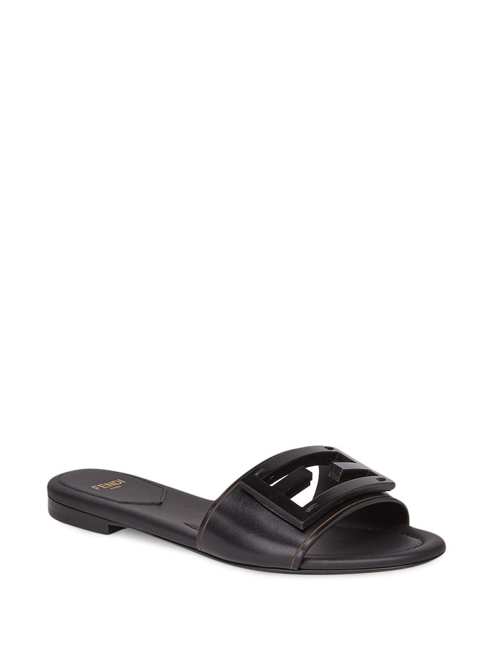 Fendi Sandals Black Calf Skin