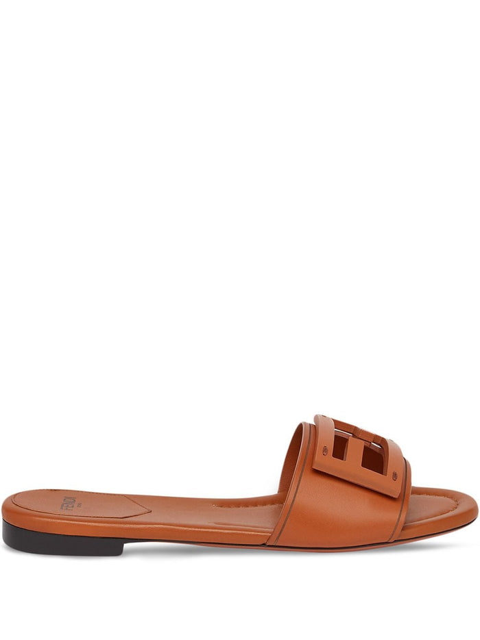 Fendi Sandals Leather Brown Calf Skin