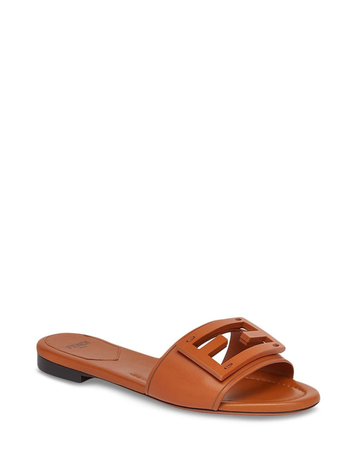 Fendi Sandals Leather Brown Calf Skin