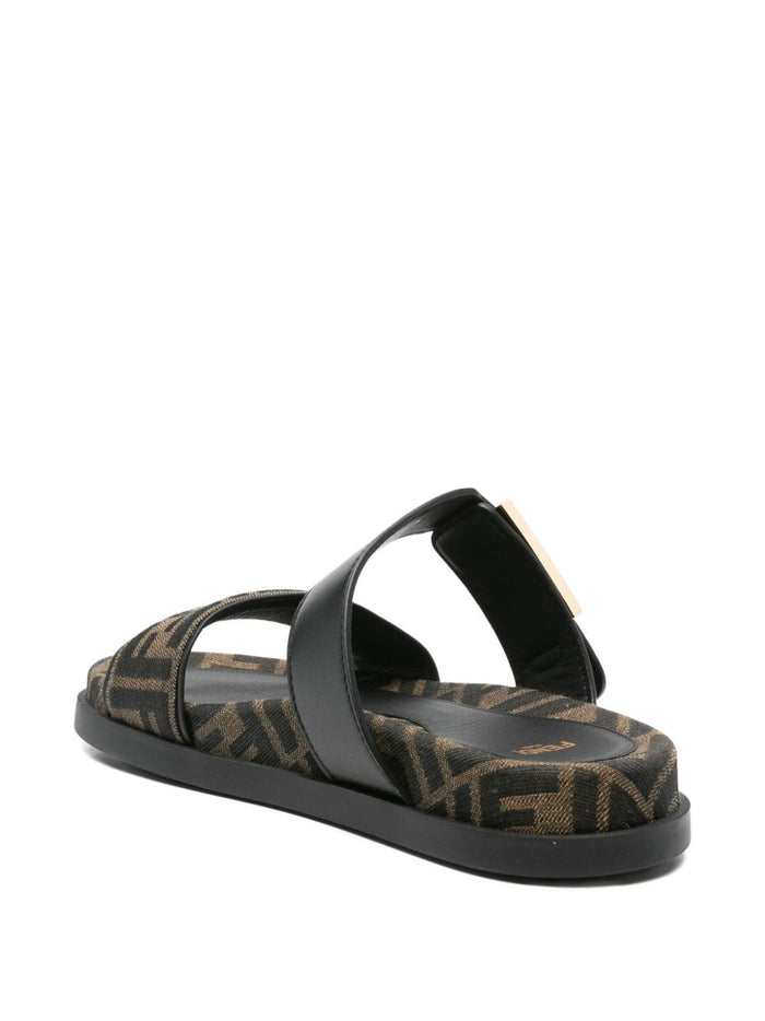 Fendi Sandals Brown Outer: Fabric