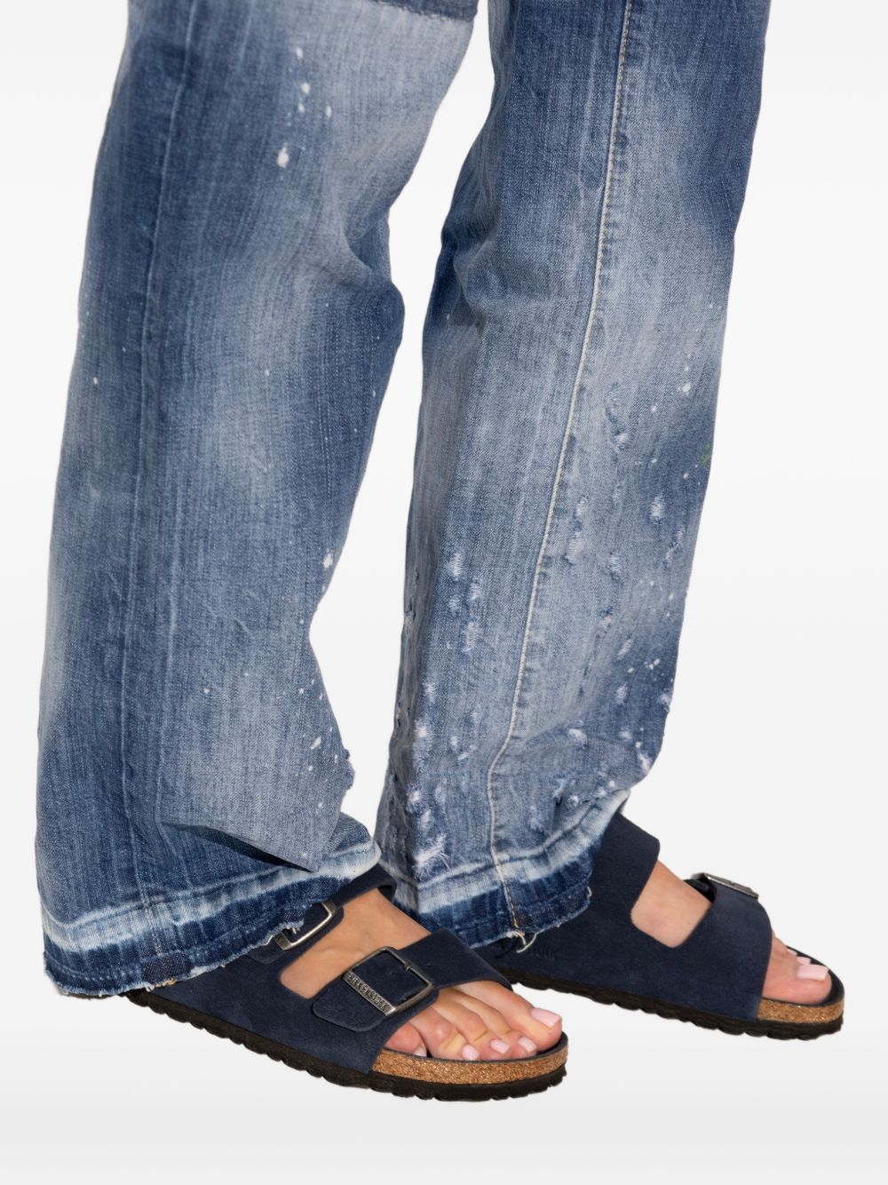 Birkenstock Sandals Blue Calf Suede