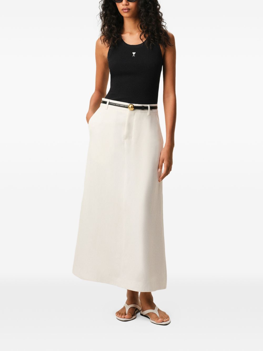Ami Paris Top Nero Cotton Elastane