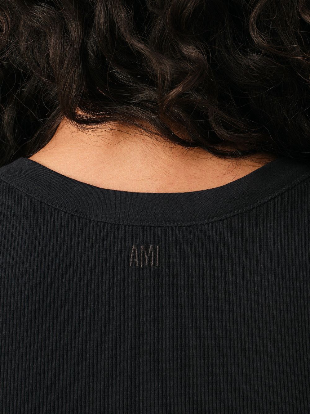 Ami Paris Top Nero Cotton Elastane