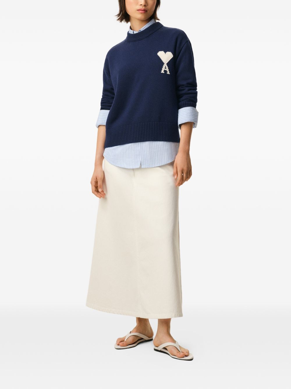 Ami Paris Sweaters Blue Wool 53 % Cotton