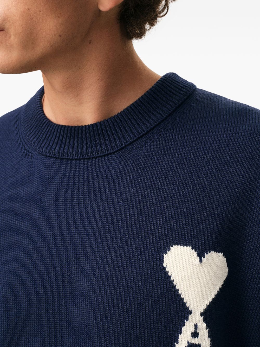 Ami Paris Sweaters Blue Wool 53 % Cotton