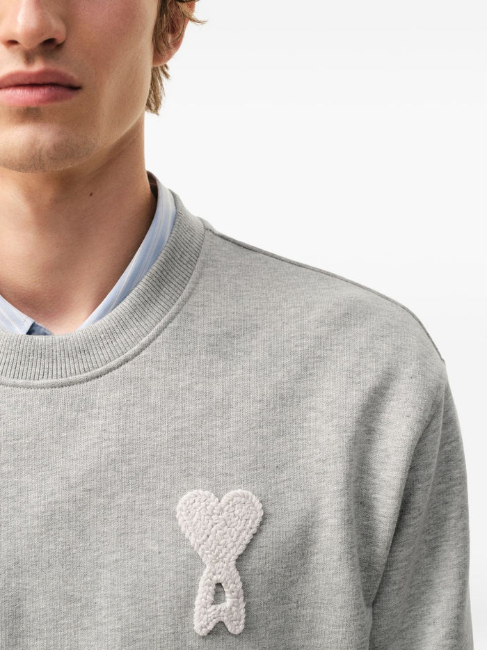 Ami Paris Sweaters Grey Cotton