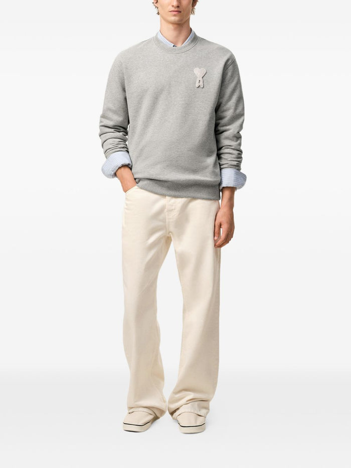 Ami Paris Sweaters Grey Cotton