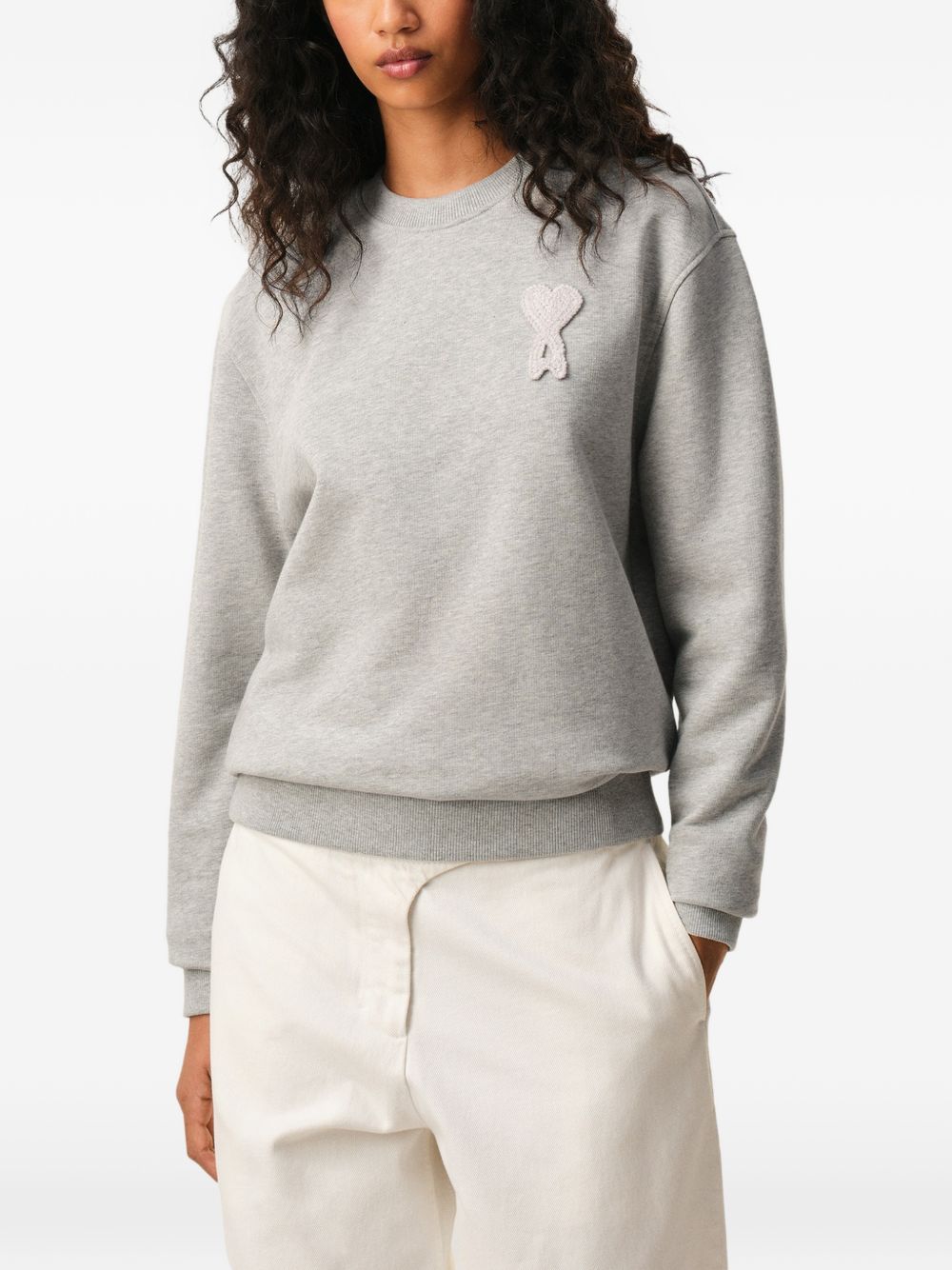 Ami Paris Sweaters Grey Cotton