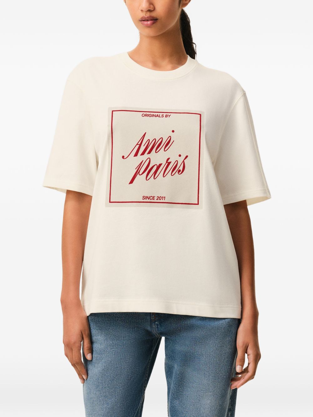 Ami Paris T-Shirts And Polos Beige Fabric