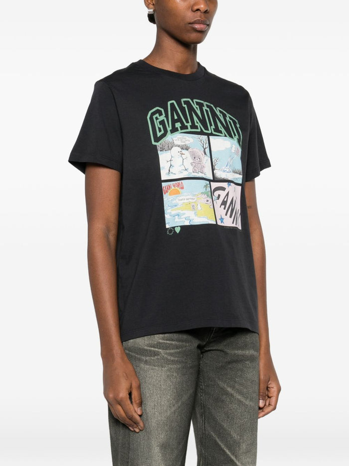GANNI T-shirts and Polos Black Organic Cotton
