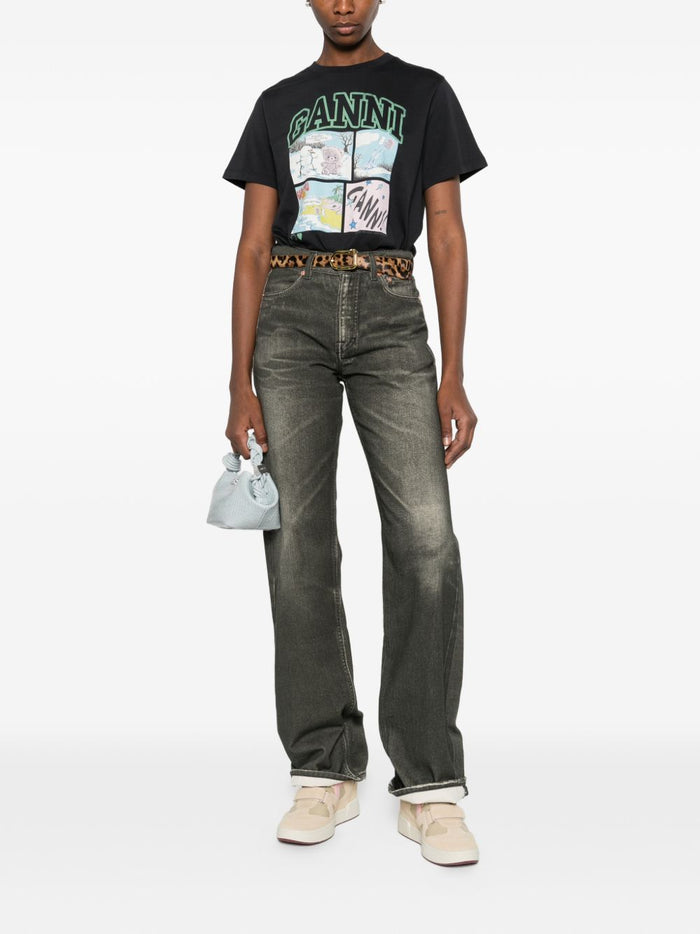 GANNI T-shirts and Polos Black Organic Cotton