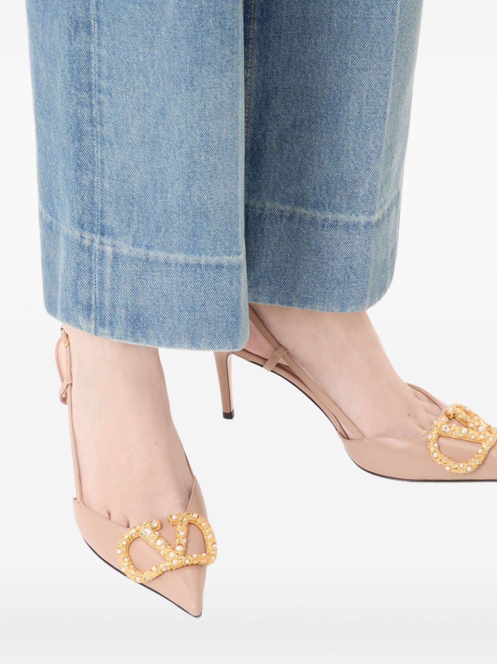 Valentino Garavani With Heel Beige Calf Leather