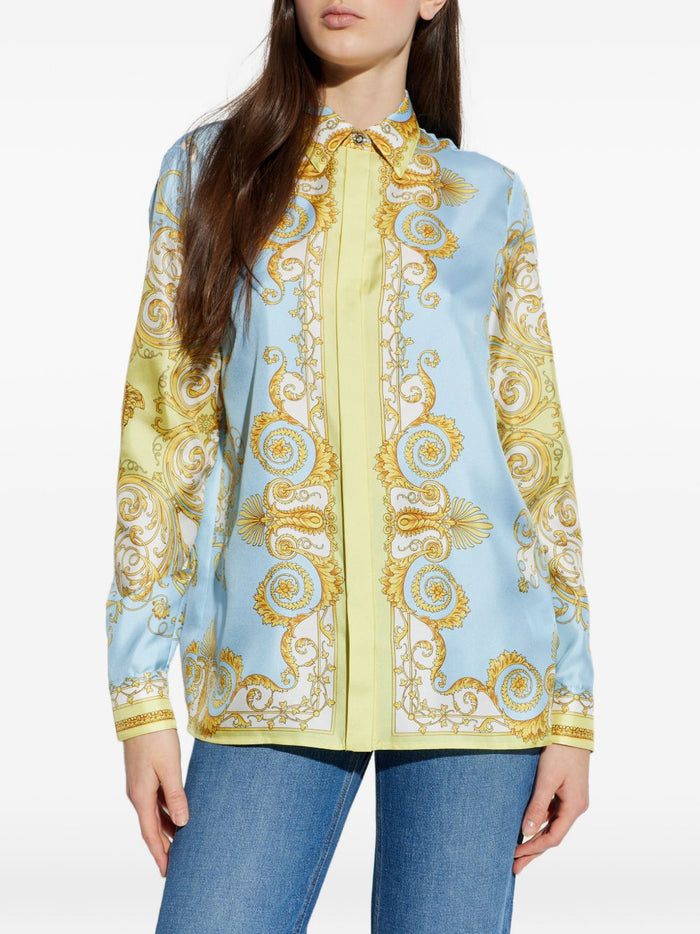 Versace Shirts Clear Blue Outer:silk