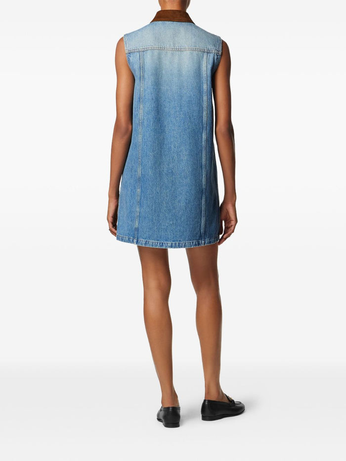 Versace Dresses Blue Outer:cotton; Trim:lamb Skin