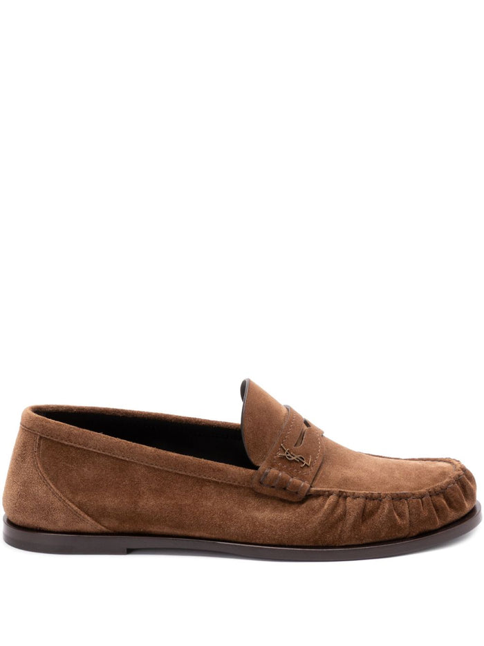 Saint Laurent Flat shoes Leather Brown Calf Suede100 %