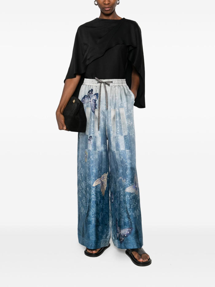 Pierre Louis Mascia Trousers Clear Blue Silk