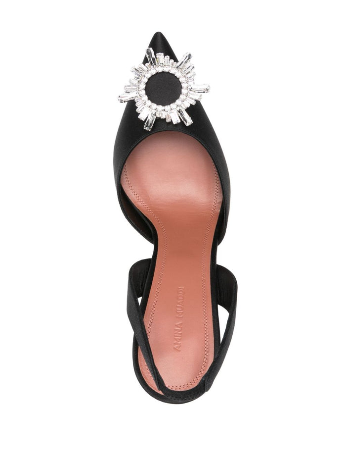 Amina Muaddi With Heel Black Silk