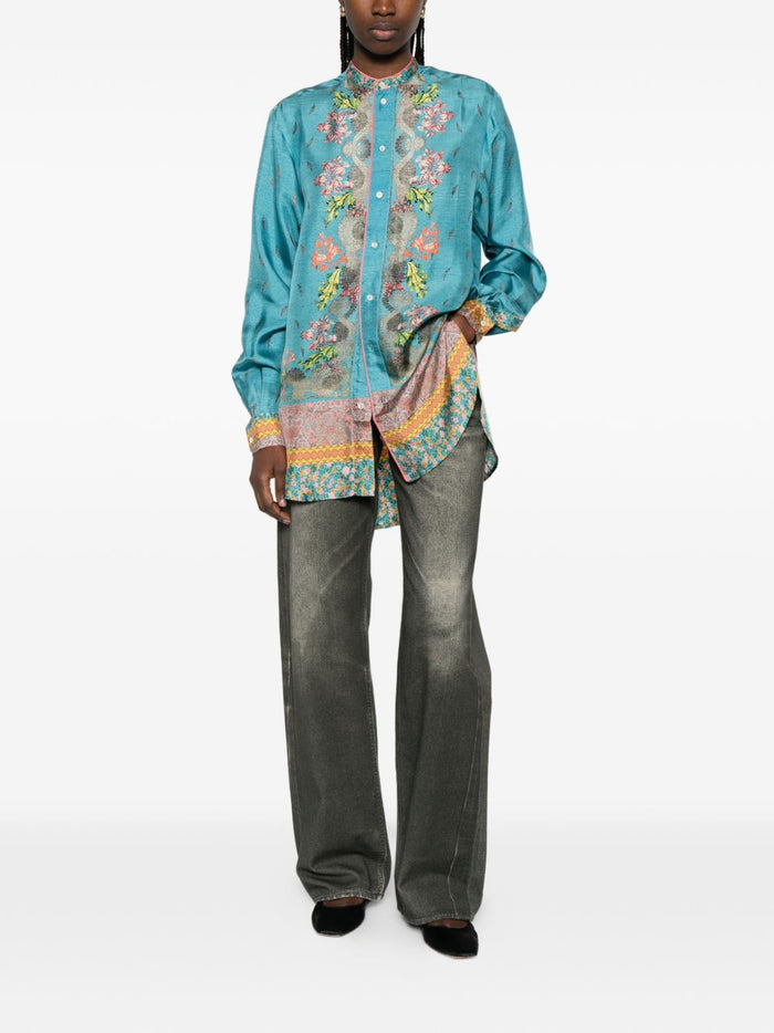 Pierre Louis Mascia Shirts Clear Blue Silk