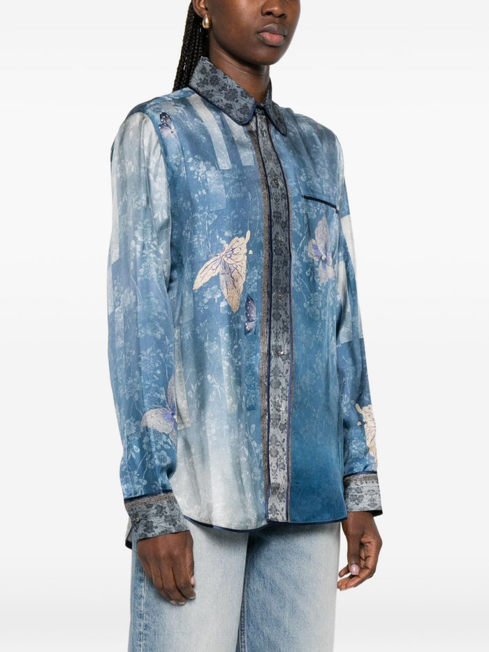 Pierre Louis Mascia Shirts Clear Blue Silk