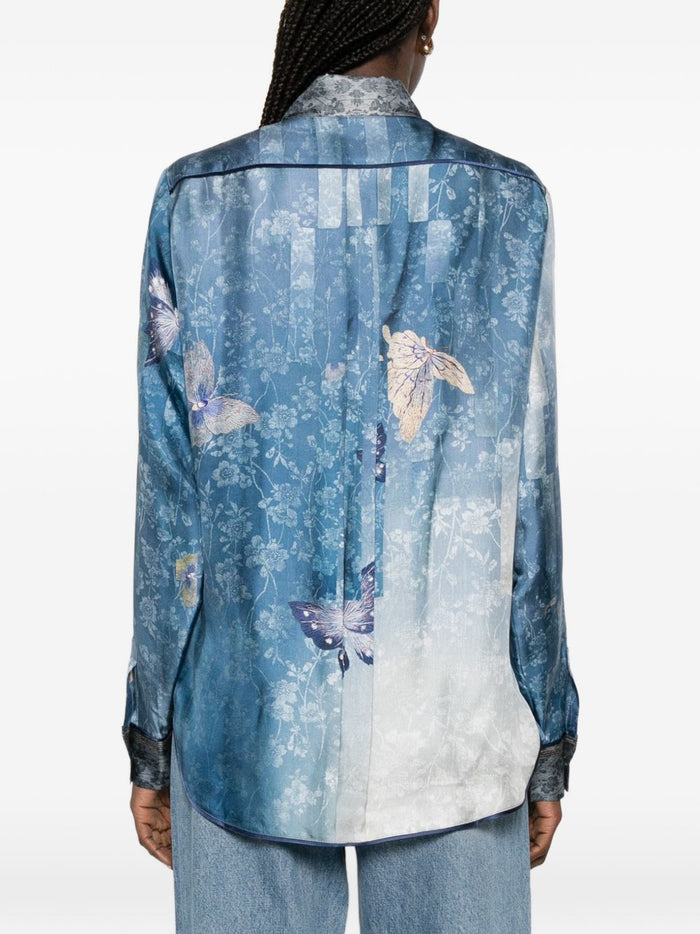 Pierre Louis Mascia Shirts Clear Blue Silk
