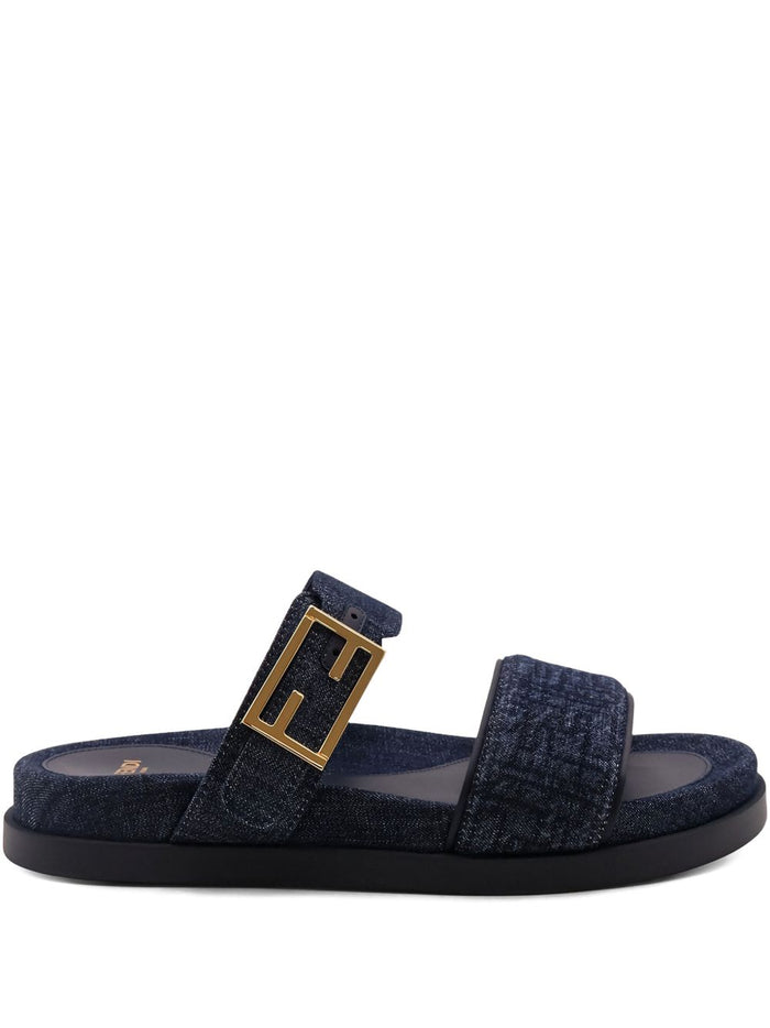 Fendi Sandals Blue Cotton