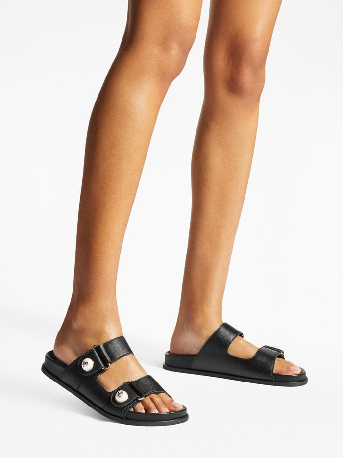 Jimmy Choo Sandals Black Leather Salpa Plastic Metal