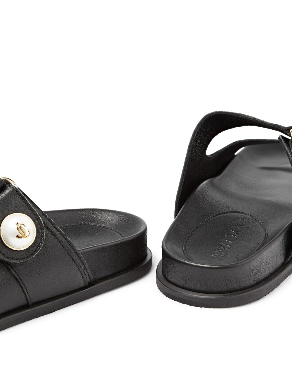 Jimmy Choo Sandals Black Leather Salpa Plastic Metal