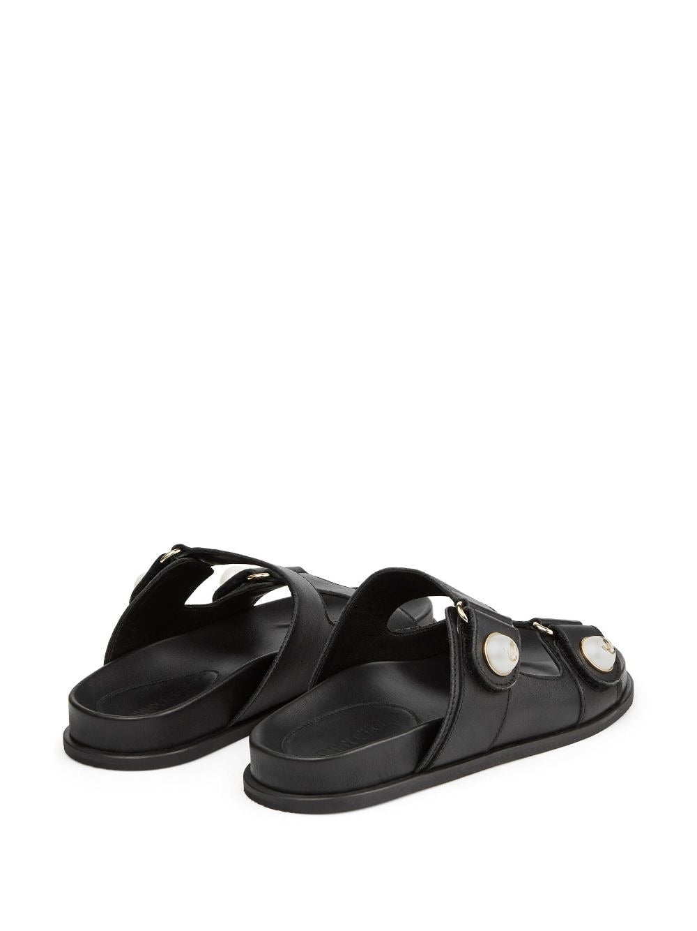 Jimmy Choo Sandals Black Leather Salpa Plastic Metal