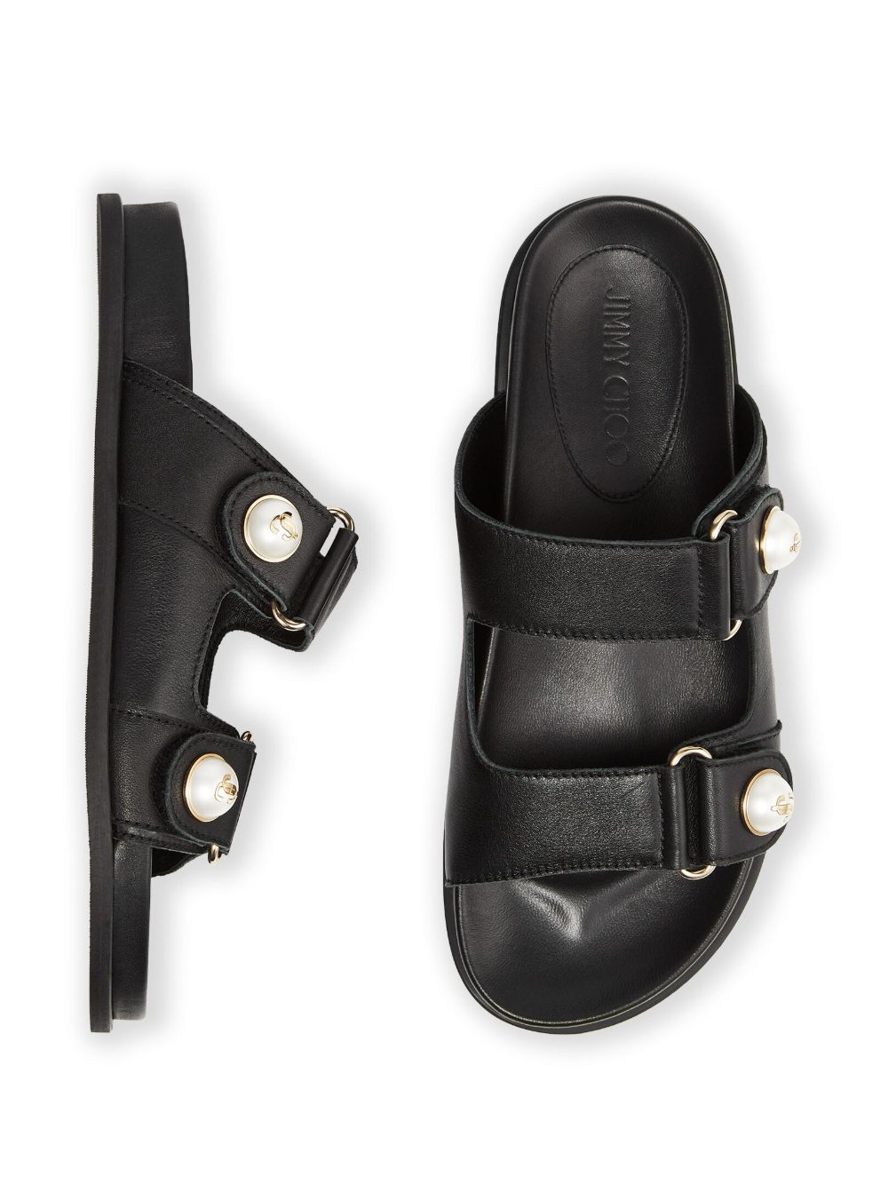 Jimmy Choo Sandals Black Leather Salpa Plastic Metal