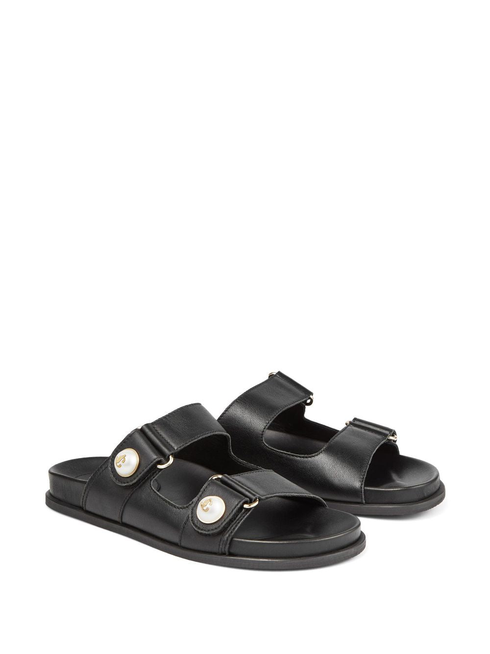 Jimmy Choo Sandals Black Leather Salpa Plastic Metal