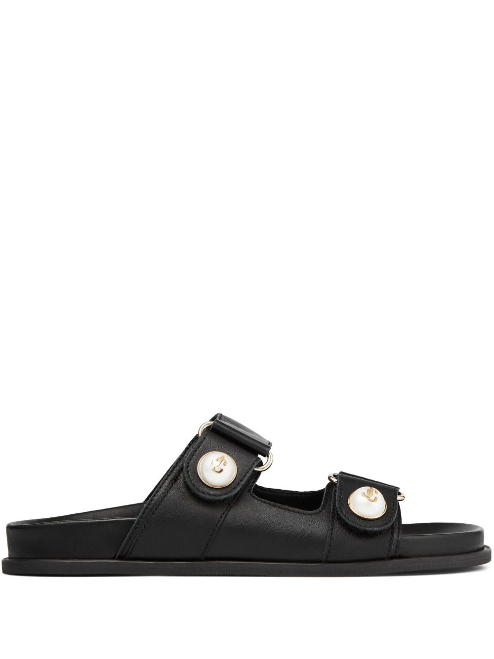 Jimmy Choo Sandals Black Leather Salpa Plastic Metal