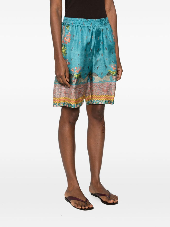 Pierre Louis Mascia Shorts Clear Blue Silk