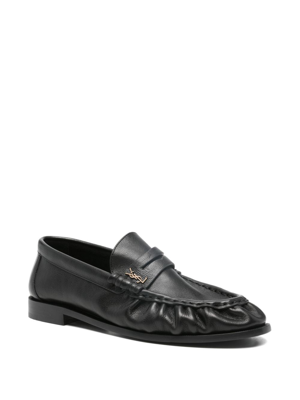 Saint Laurent Flat Shoes Black Leather 100 %