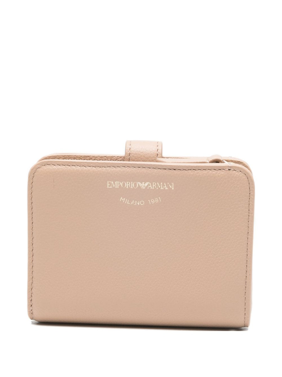 Emporio Armani Tumbled Leather Bifold Wallet — Pink