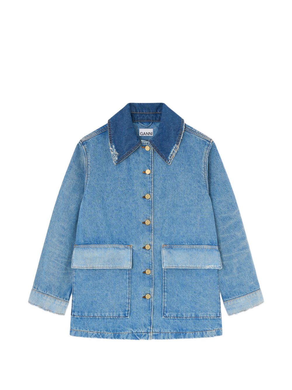 Ganni Coats Blue Recycled Cotton