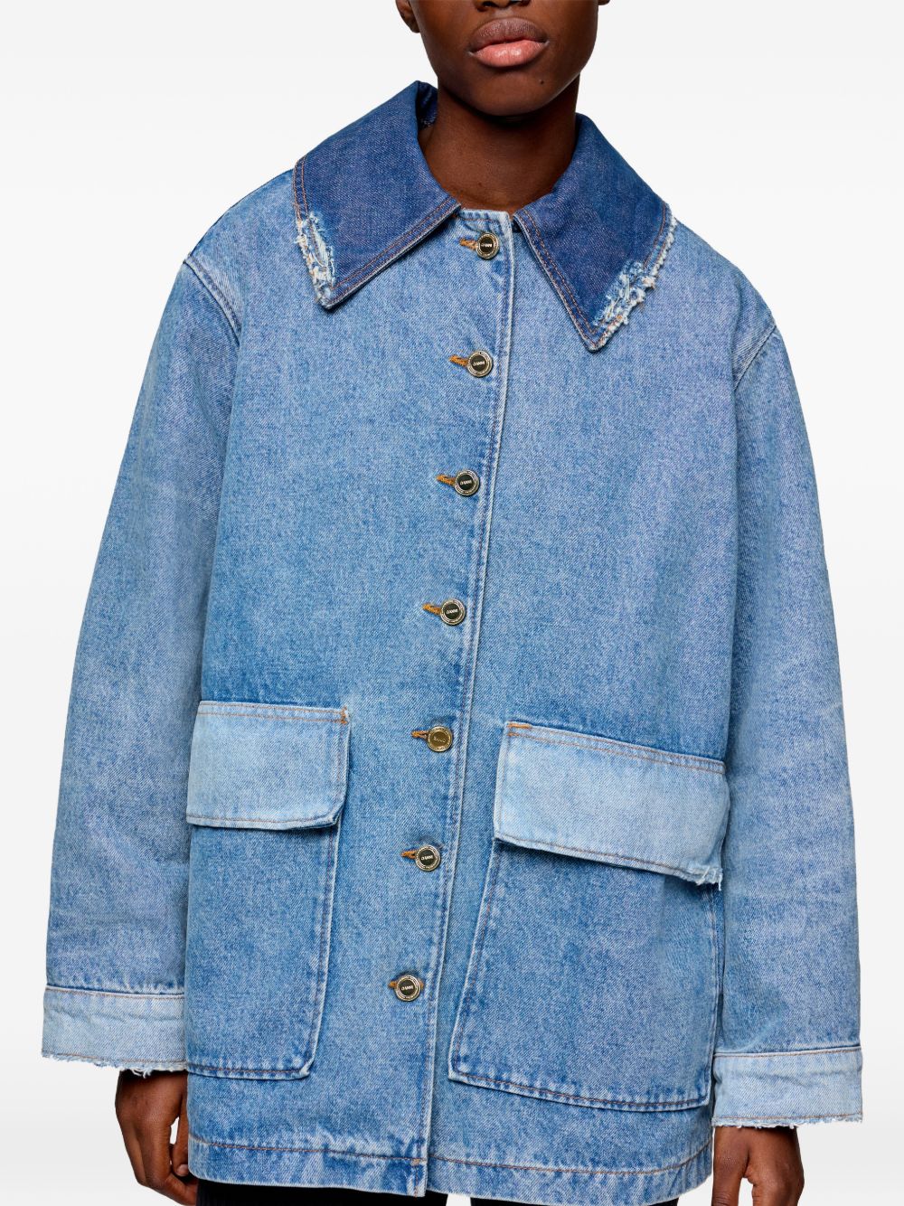 Ganni Coats Blue Recycled Cotton