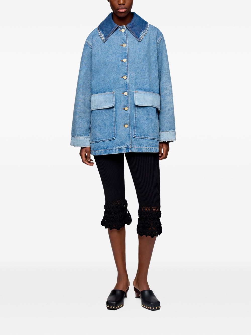Ganni Coats Blue Recycled Cotton